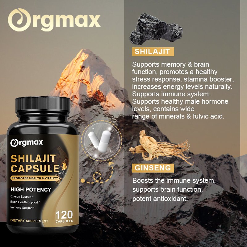 Orgmax Healthcare Supplement Shilajit Extract Capsule 120pcs Immune Health Shilajit Tablet Pill