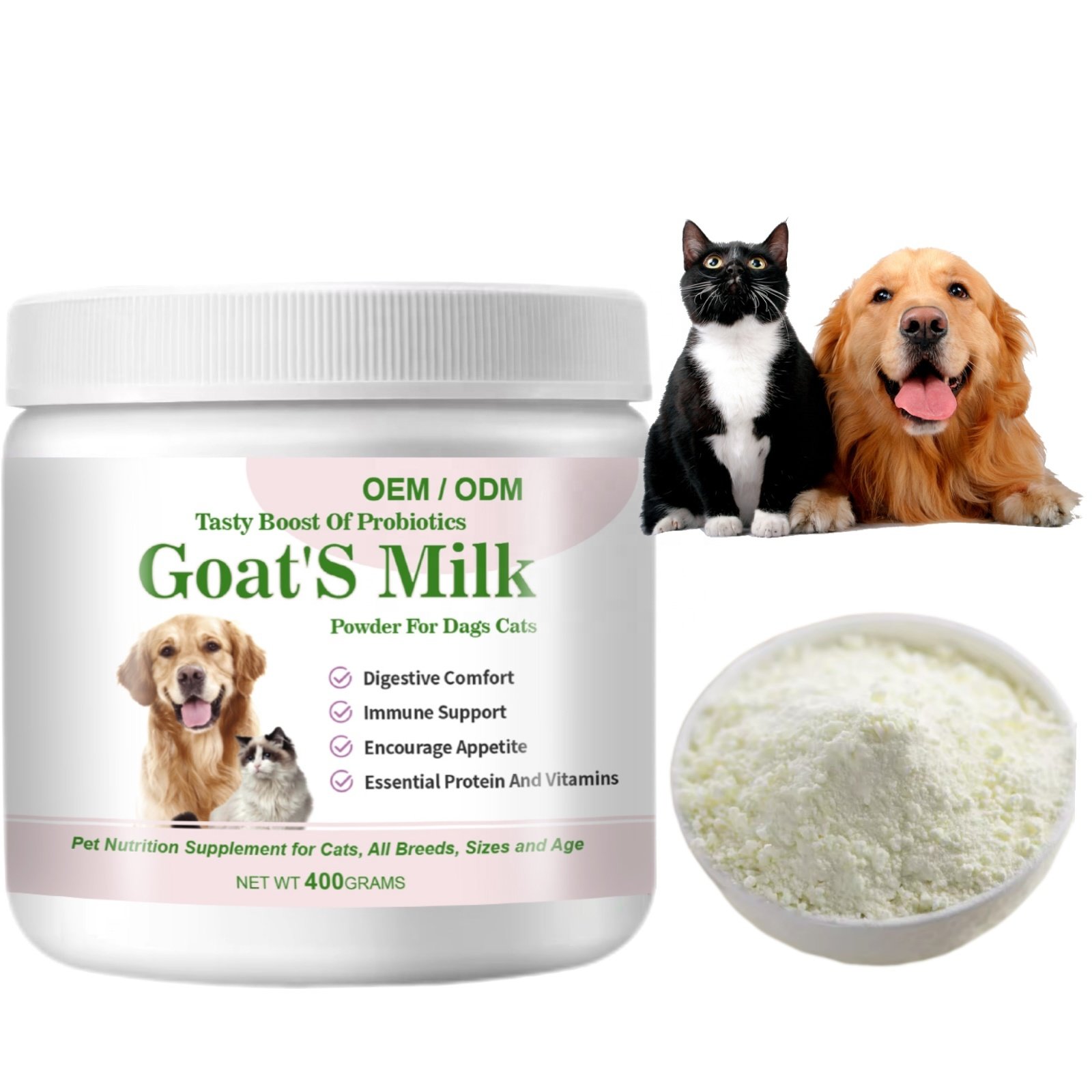 OEM/ODM 1 KG Pet Nutritional Supplements Goat's Milk Powder with Probiotics for Dogs Cats Kitten
