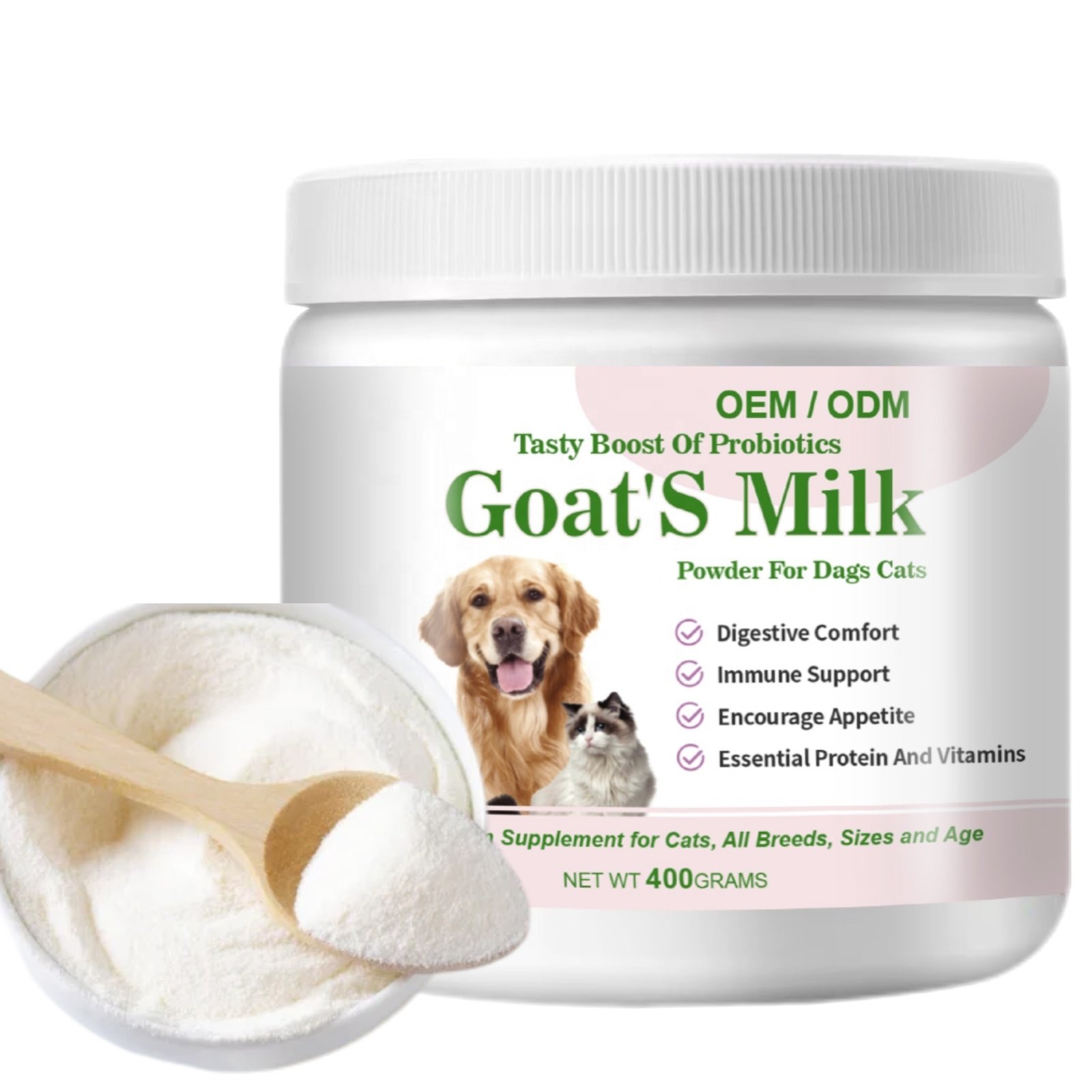 OEM/ODM 1 KG Pet Nutritional Supplements Goat's Milk Powder with Probiotics for Dogs Cats Kitten