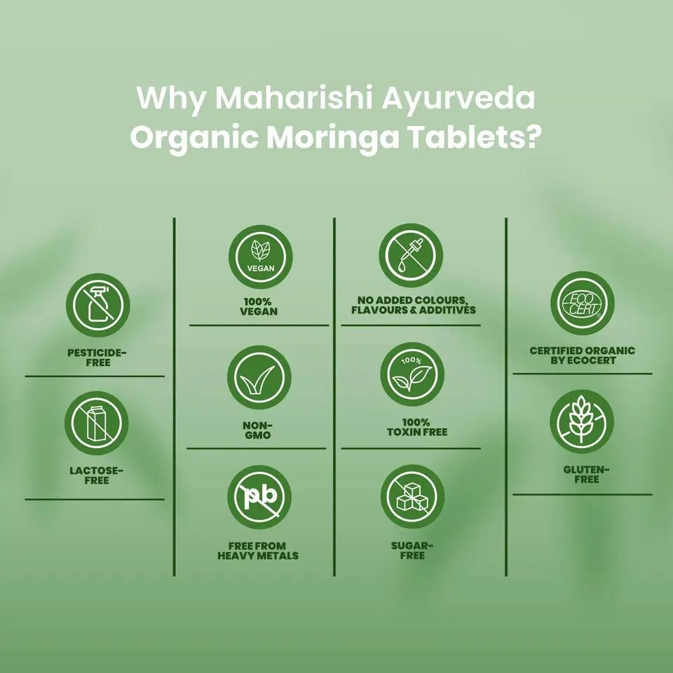 Organic Moringa Tablet Uesd as Healthcare Supplement From Maharishi Ayurveda Best Healthcare supplement For Export
