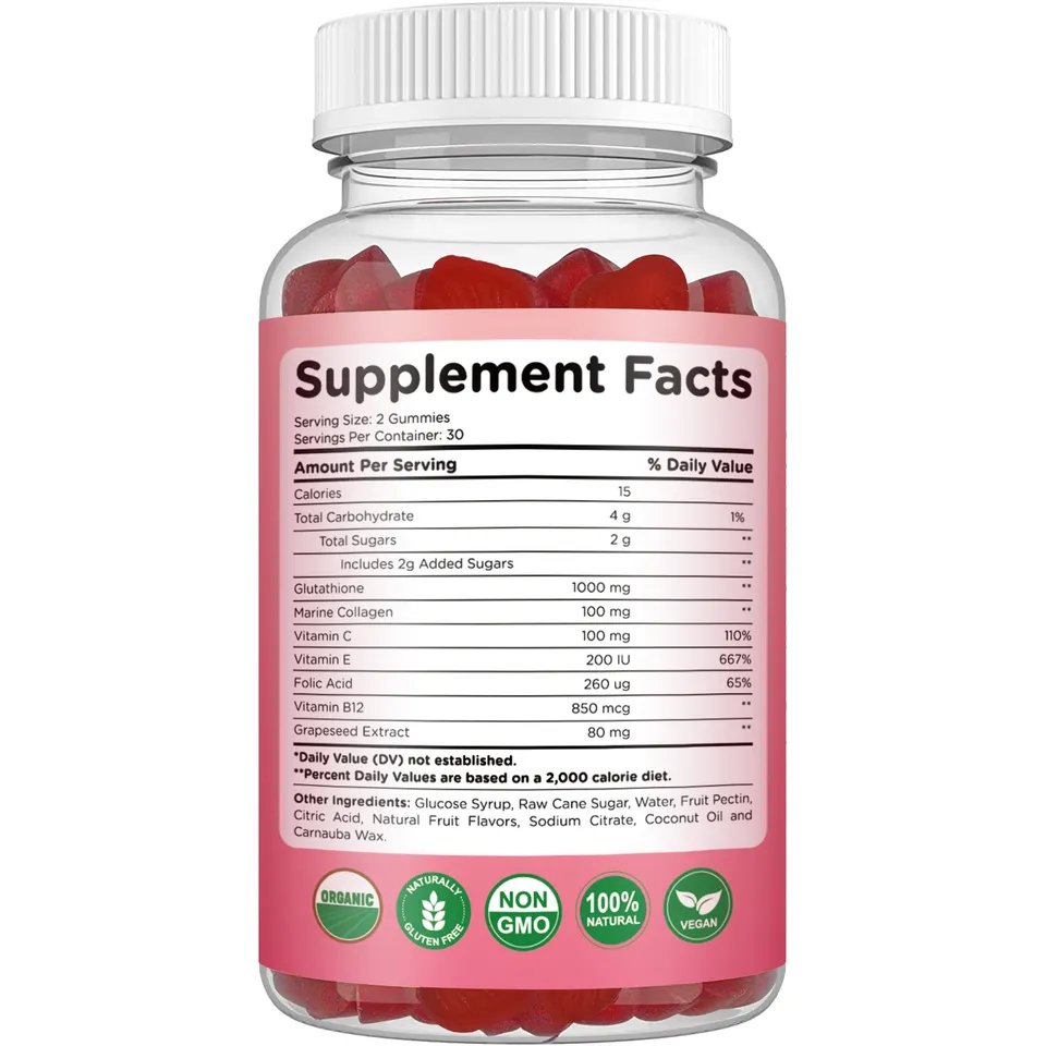 OEM healthcare supplement GSH Skin Whitening Gummies L-GSH Gummies