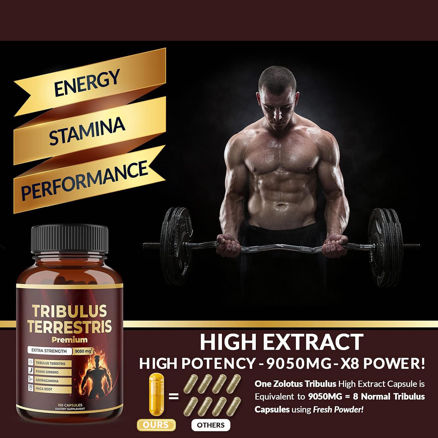 OEM Healthcare Supplements Men Enhancement Energy Test Booster Maca Tongkat ali Tribulus Terrestris Capsules