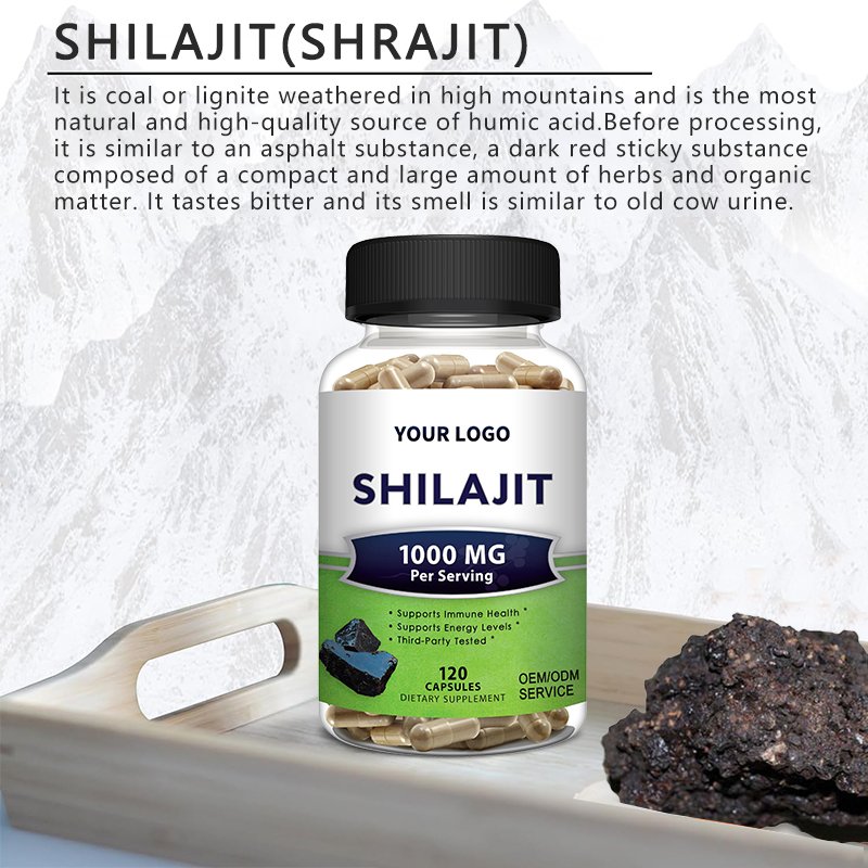 Private Label Natural Sample Healthcare Supplement Shilajit Resin Pure Himalayan Extract Fulvic Acid 90 Capsules In Bag/Bottle