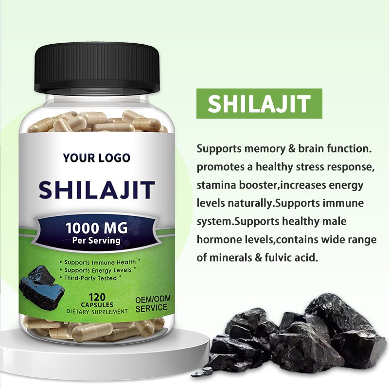 Private Label Natural Sample Healthcare Supplement Shilajit Resin Pure Himalayan Extract Fulvic Acid 90 Capsules In Bag/Bottle