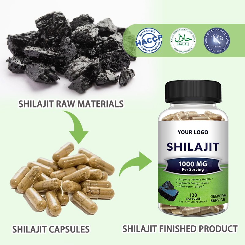 Private Label Natural Sample Healthcare Supplement Shilajit Resin Pure Himalayan Extract Fulvic Acid 90 Capsules In Bag/Bottle