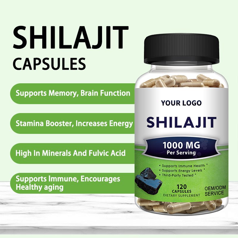 Private Label Natural Sample Healthcare Supplement Shilajit Resin Pure Himalayan Extract Fulvic Acid 90 Capsules In Bag/Bottle