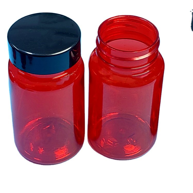 wholesale cheap 100ml 120ml 150ml red PET Plastic Pill Bottles Pharmaceutical Capsule Bottle Vitamin plastic medicine bottle