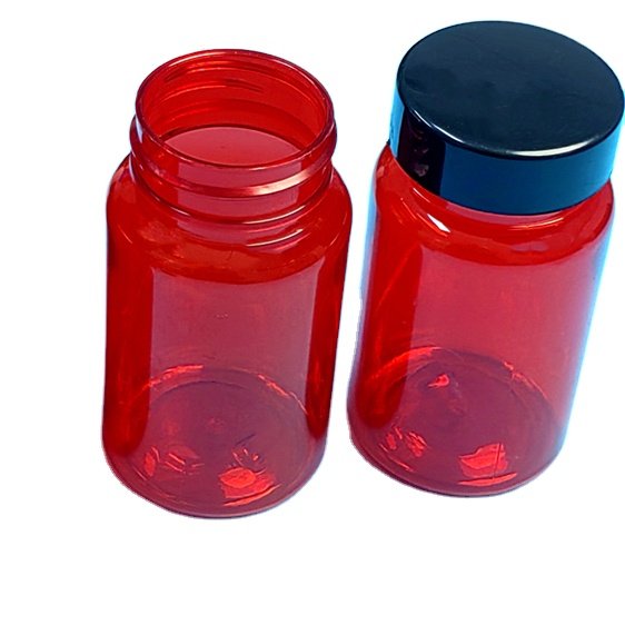 wholesale cheap 100ml 120ml 150ml red PET Plastic Pill Bottles Pharmaceutical Capsule Bottle Vitamin plastic medicine bottle