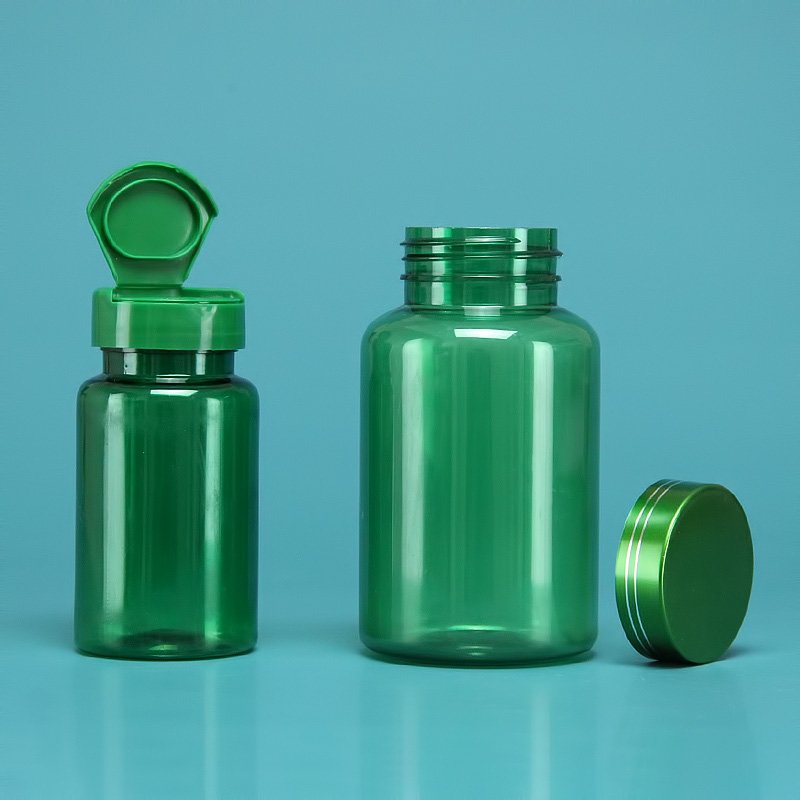 Empty plastic pet 100cc 38/400 Healthcare Vitamin pharmaceutical supplement round cylinder bottle dark capsules pill