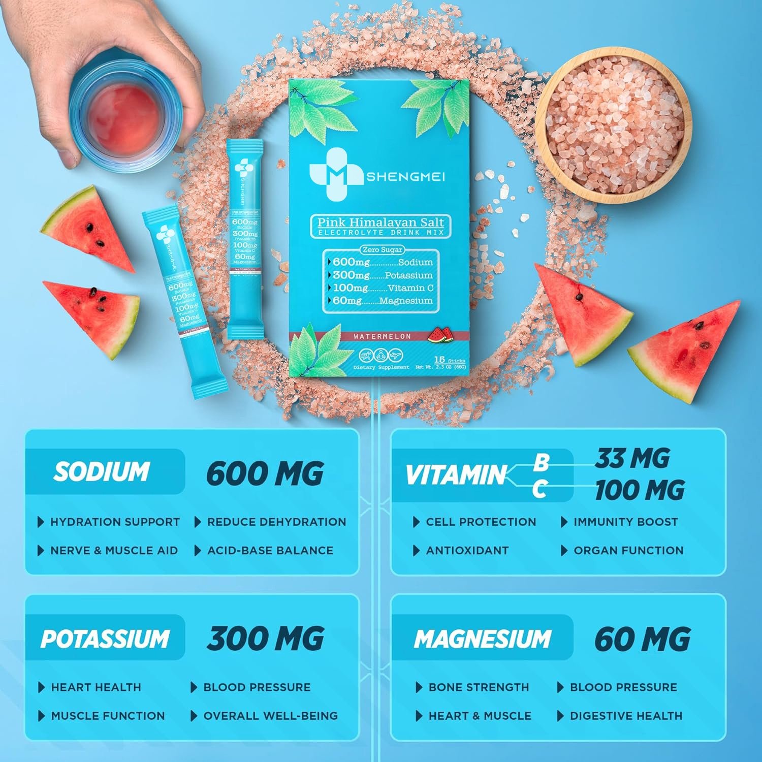 OEM healthcare supplement himalayan pink salt electrolyte powder supports muscle recovery and nerve function electrolyte drinks