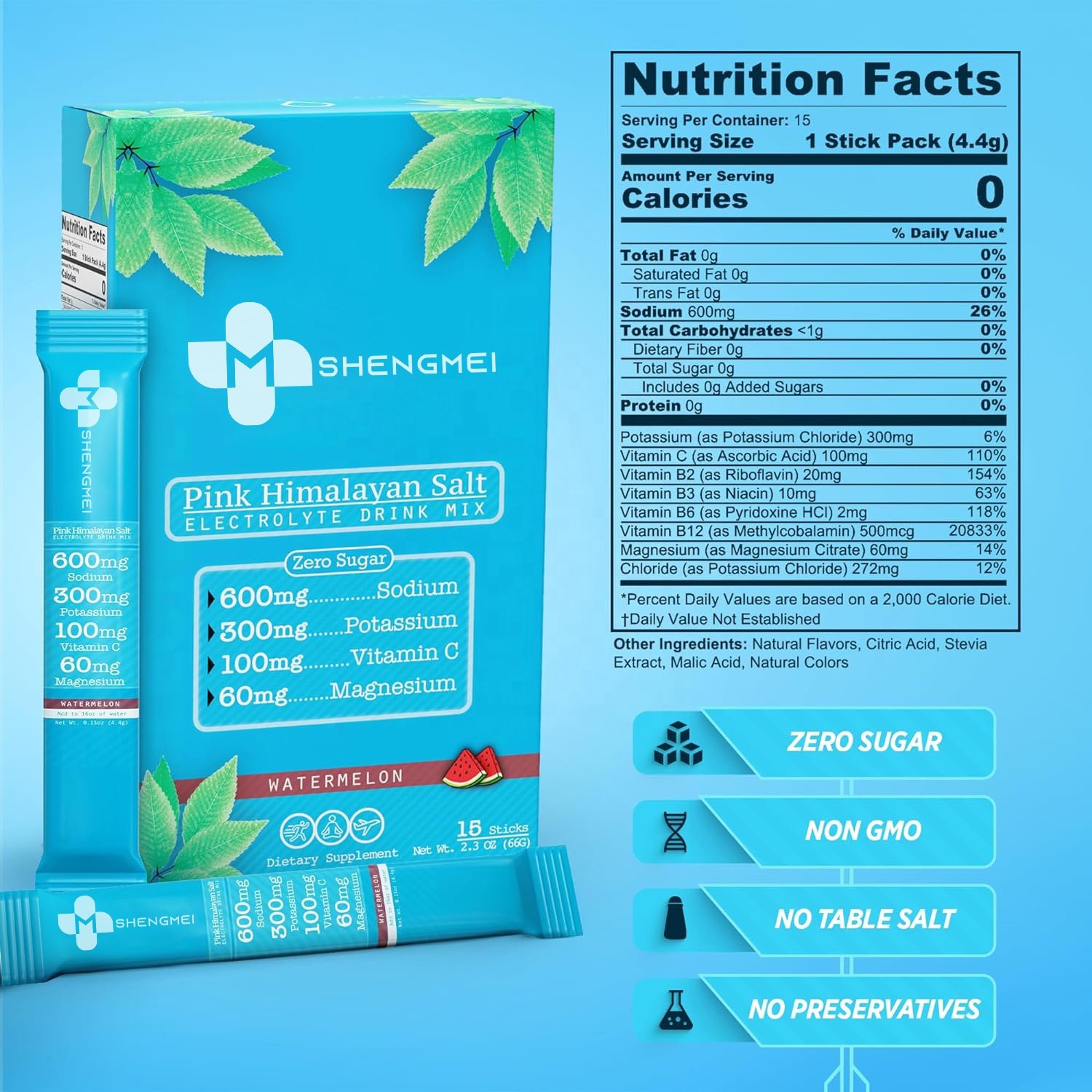 OEM healthcare supplement himalayan pink salt electrolyte powder supports muscle recovery and nerve function electrolyte drinks
