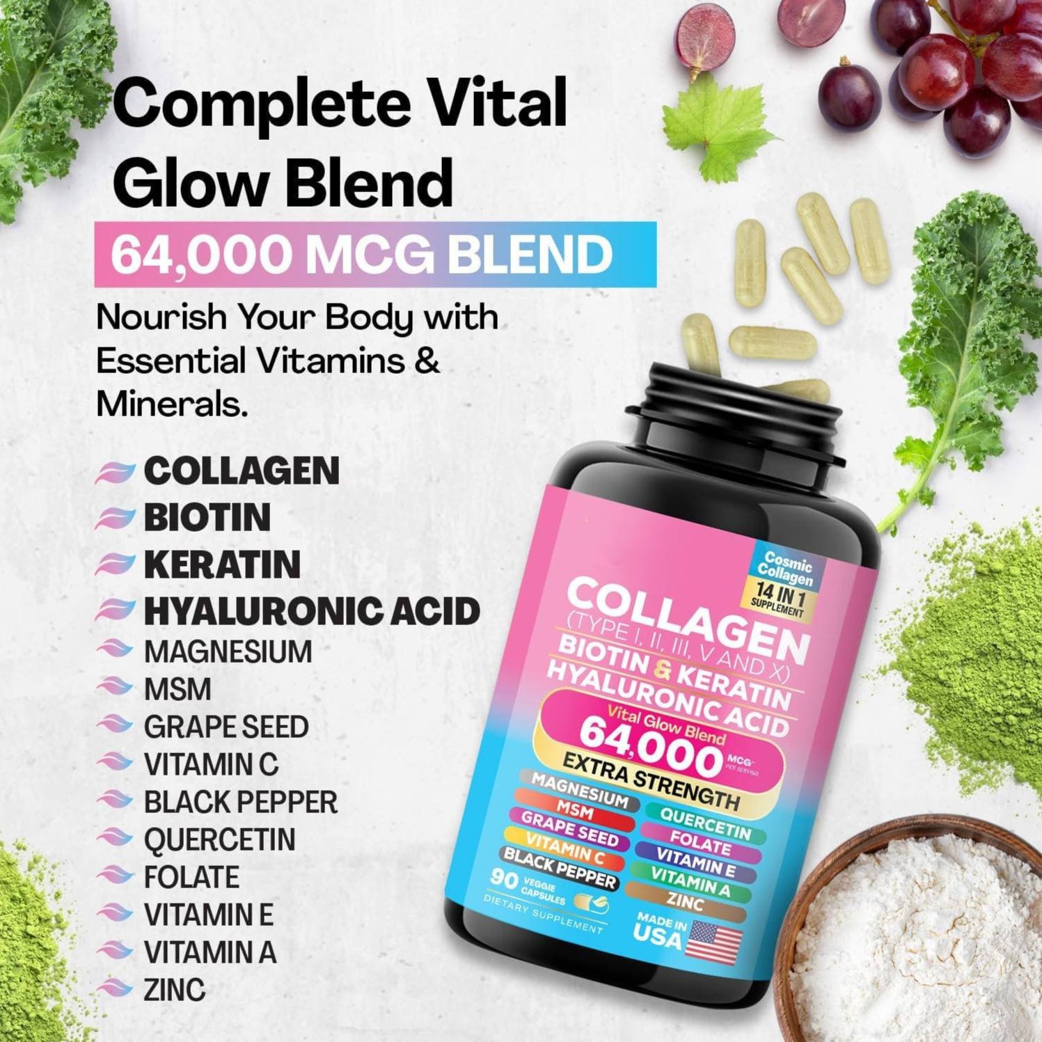 Private label collagen capsule Beauty Hair Skin collagen gummies pills Collagen supplement for skin care Whitening Capsules