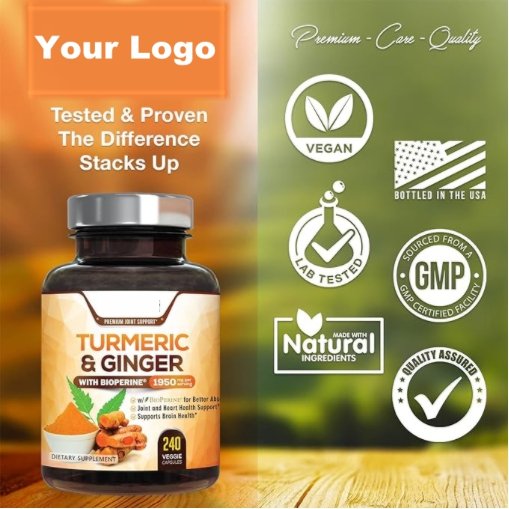 OEM Private Organic Turmeric Capsules Healthcare Supplement Turmeric Extract Curcumin Capsule