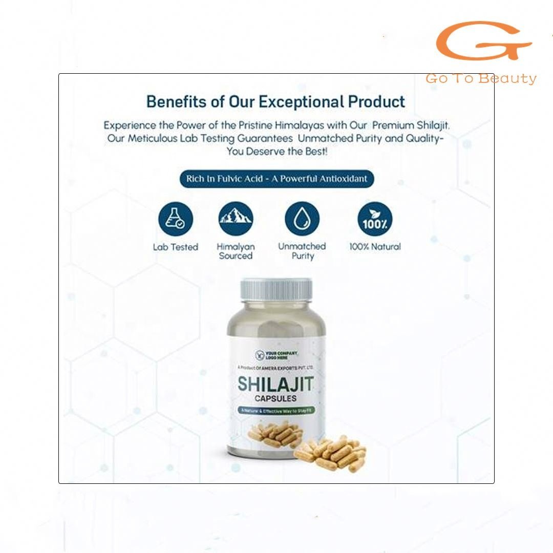 Gotobeauty Custom Logo Possible for Healthcare Supplement Assured Quality Pure & Natural Himalayan Shilajit Herbal Capsules