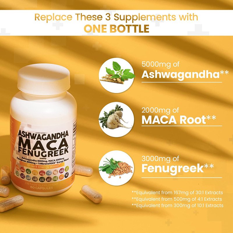 private label oem in stock Ashwagandha Maca Extract Capsules health supplement for adult