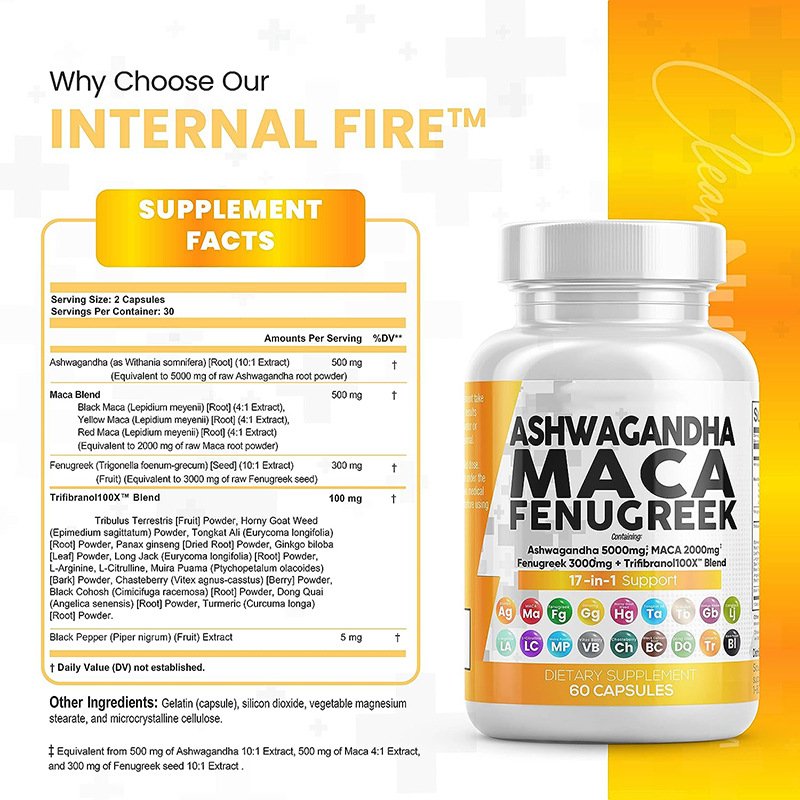 private label oem in stock Ashwagandha Maca Extract Capsules health supplement for adult
