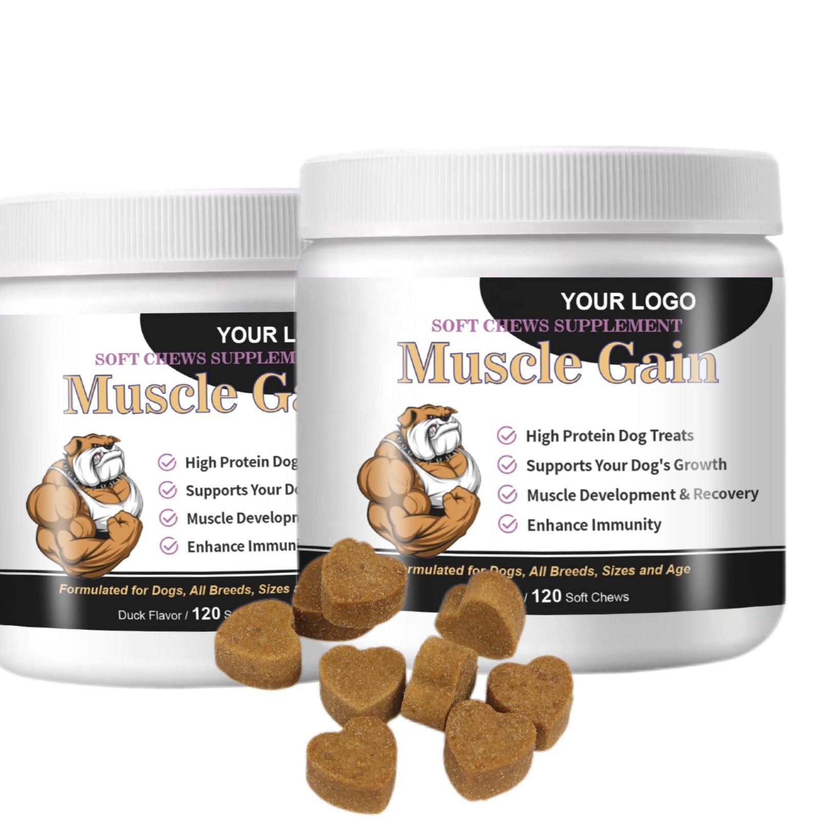 Pet Supplement High Protein Muscles Builder For Dog Weight Gain Soft Chews Immune System Strengthen
