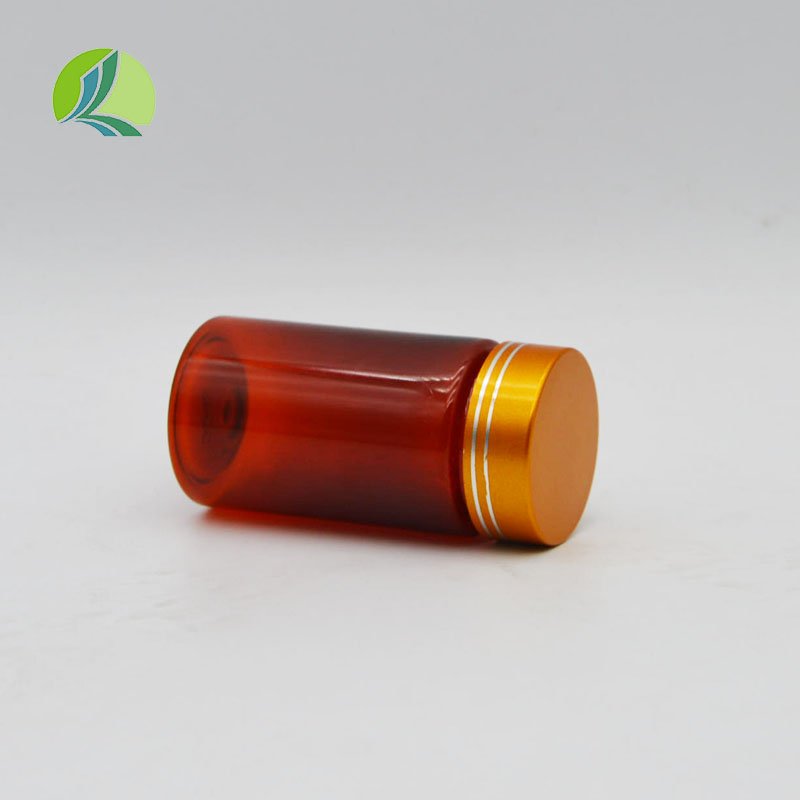 Pharmaceutical 80ml 100ml PET Brown Transparent Wide Mouth Healthcare Pill Medicine Tablet Bottle Empty Capsule with Gold Sliver