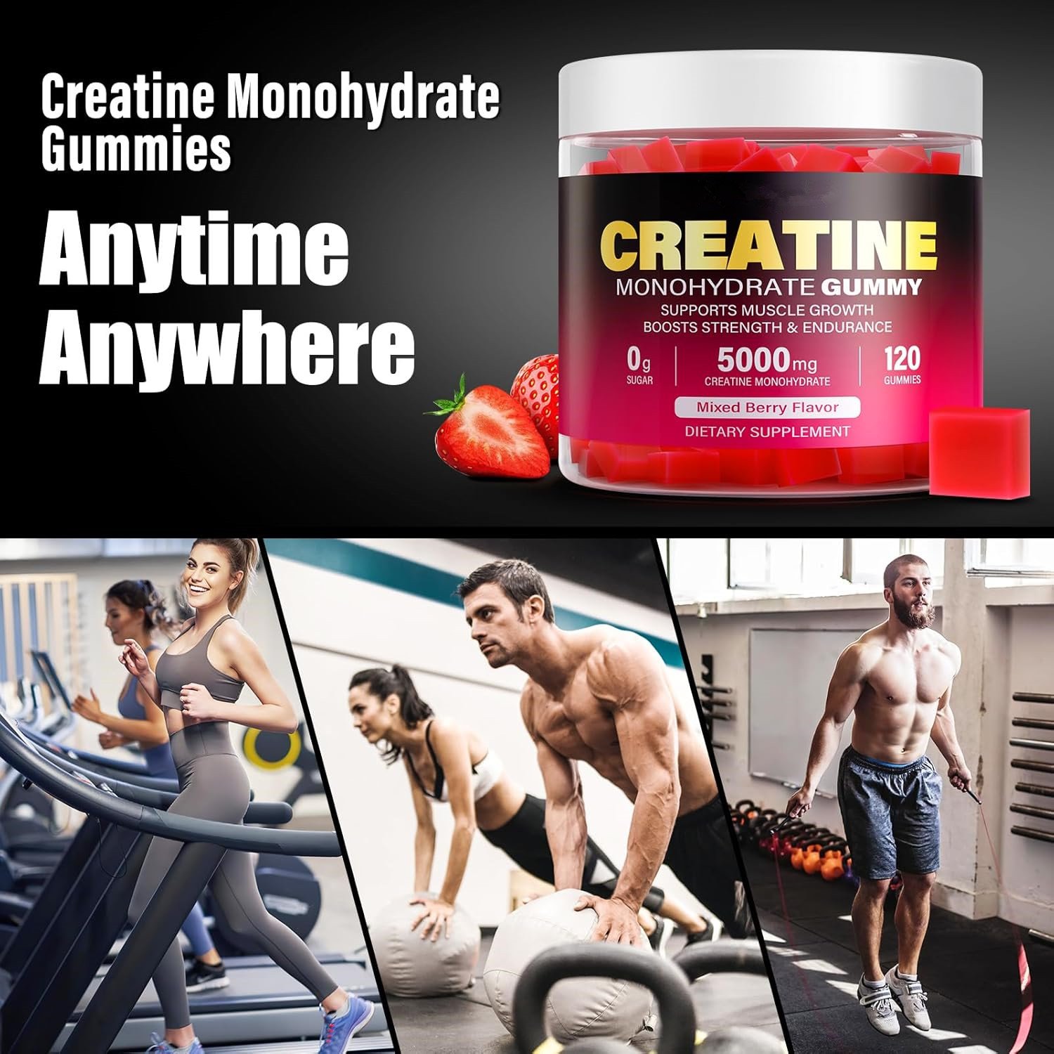 Biocaro Sugar Free Custom Gummy Candy Pre Workout Supplement Creatine Monohydrate Gummies For Men & Women
