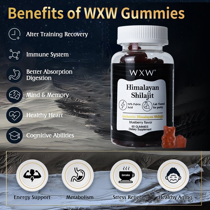 Ready to ship WXW shilajit resin pure himalayan energy supplement shilajit gummies for women & men in stock