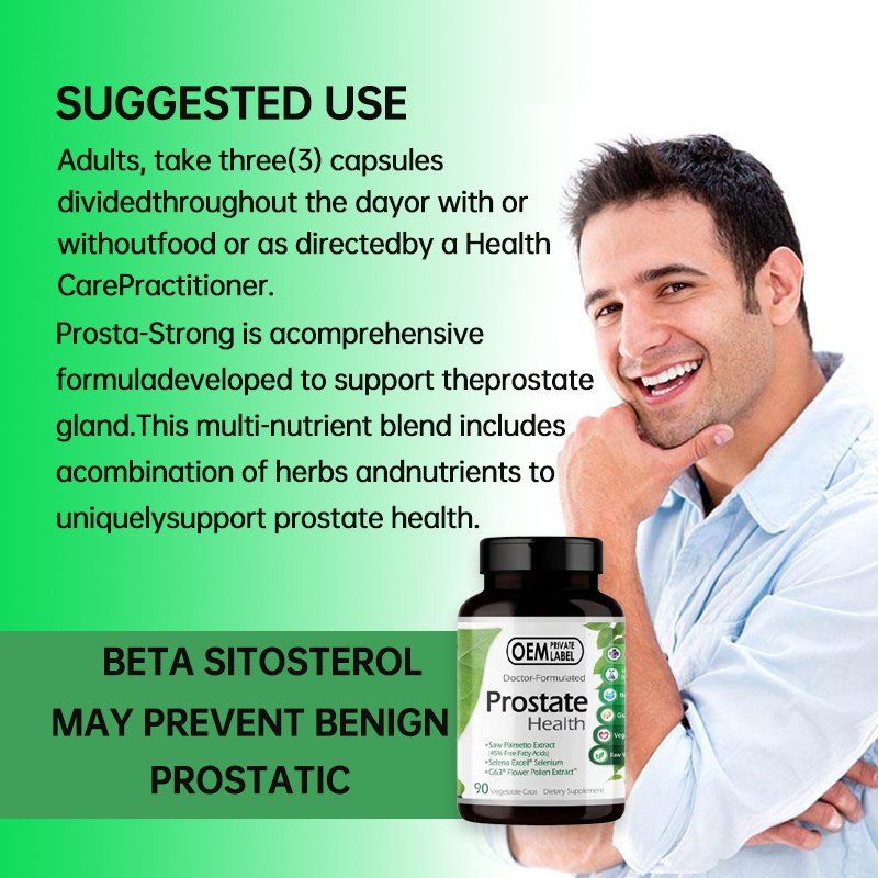 OEM Wholesale 2400 mg Prostate Function Support Natural Healthcare Pills Saw Herbal Supplement Prostate Capsules