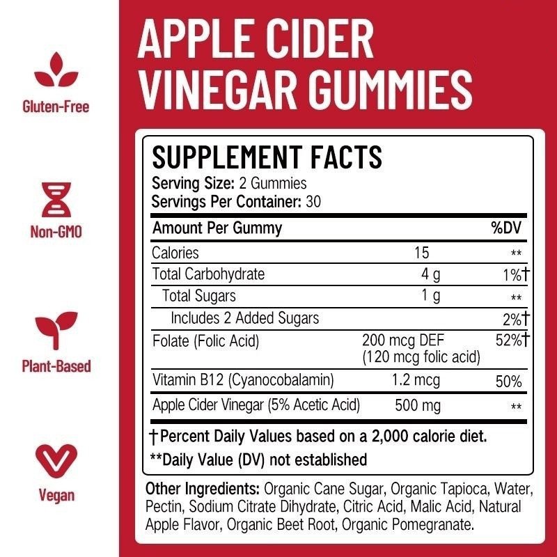 Healthcare Supplement Vegan Organic Slimming Apple Cider Vinegar Gummies For Products Gummies