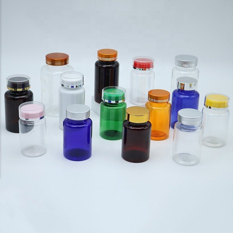 PET Plastic Bottle Nutrition Healthcare Dietary Fiber Herbal Supplement Capsule Bottle Container Vitamin Pill Bottles with CR