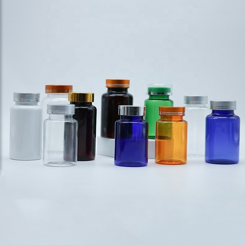 PET Plastic Bottle Nutrition Healthcare Dietary Fiber Herbal Supplement Capsule Bottle Container Vitamin Pill Bottles with CR
