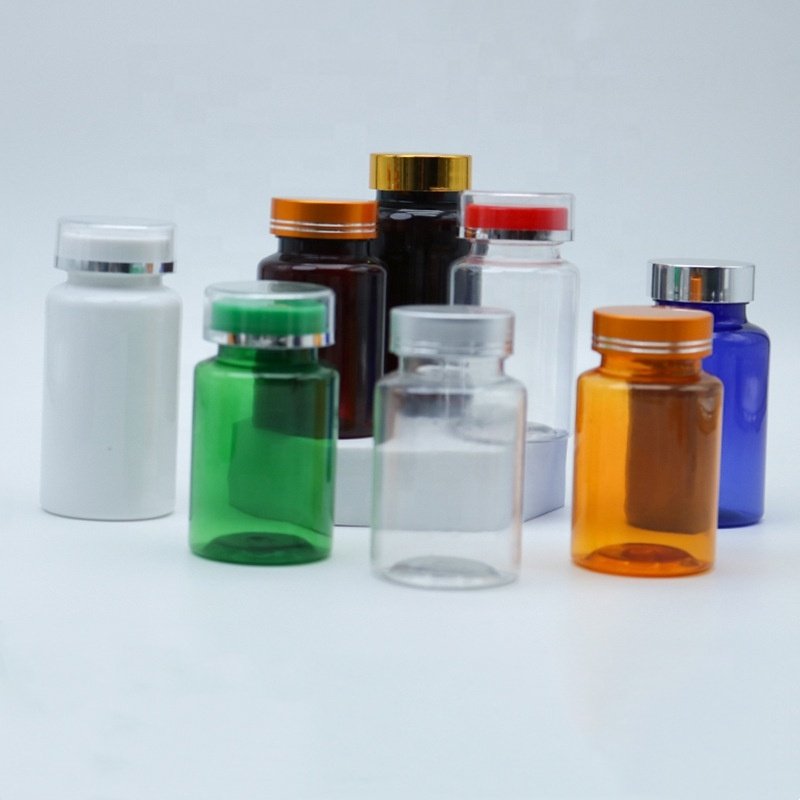 PET Plastic Bottle Nutrition Healthcare Dietary Fiber Herbal Supplement Capsule Bottle Container Vitamin Pill Bottles with CR