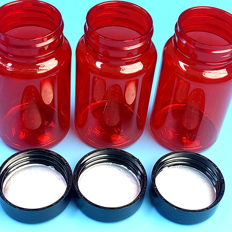 100ml Plastic pill bottles red PET pharmaceutical use capsule tablet vitamin fish oil medicine bottles containers