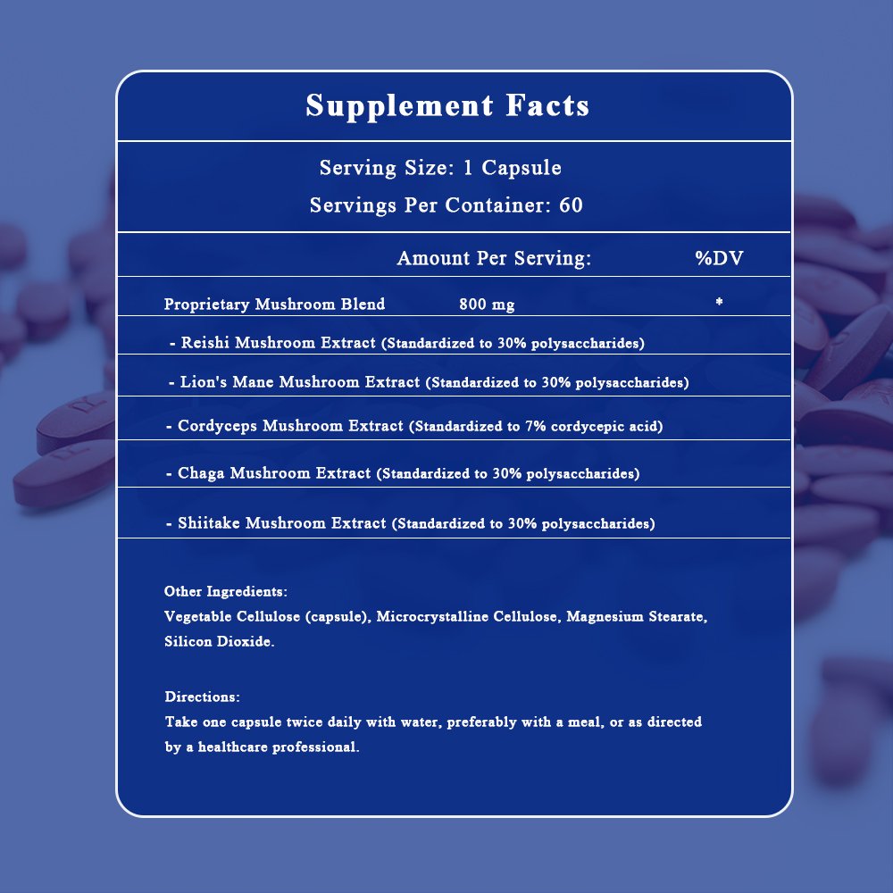 90 pieces Mushroom Complex Dietary Supplement Mushroom Extract Complex Capsule