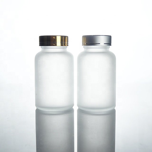 120cc 150cc 200cc 250cc Pill Supplement Vitamin Wide Mouth Frosted clear Glass Jar Aluminium Lid Glass Capsule Bottles