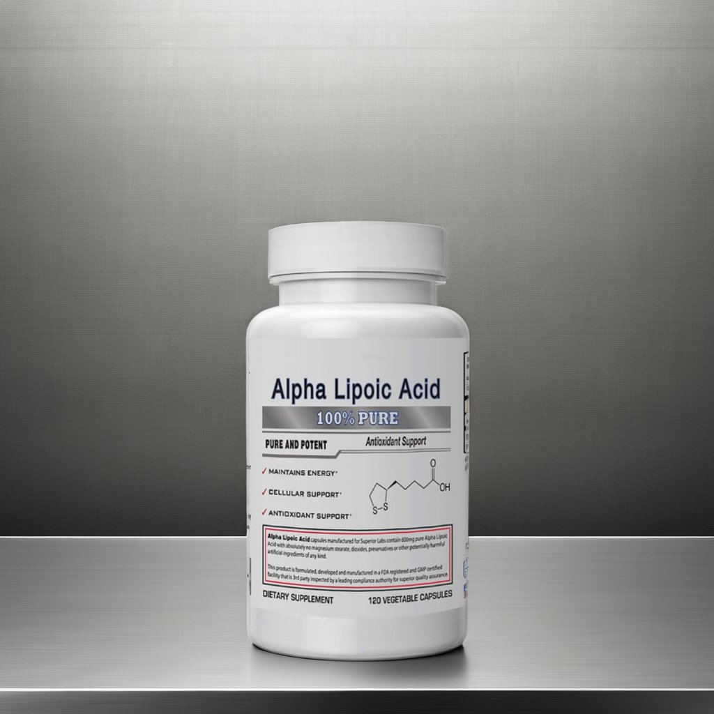 Non-GMO 600mg Lipoic Acid Pure ALA 120 Vegetable Caps Healthcare Supplement Healthy Aging Nerve Support Zero Synthetic Additives