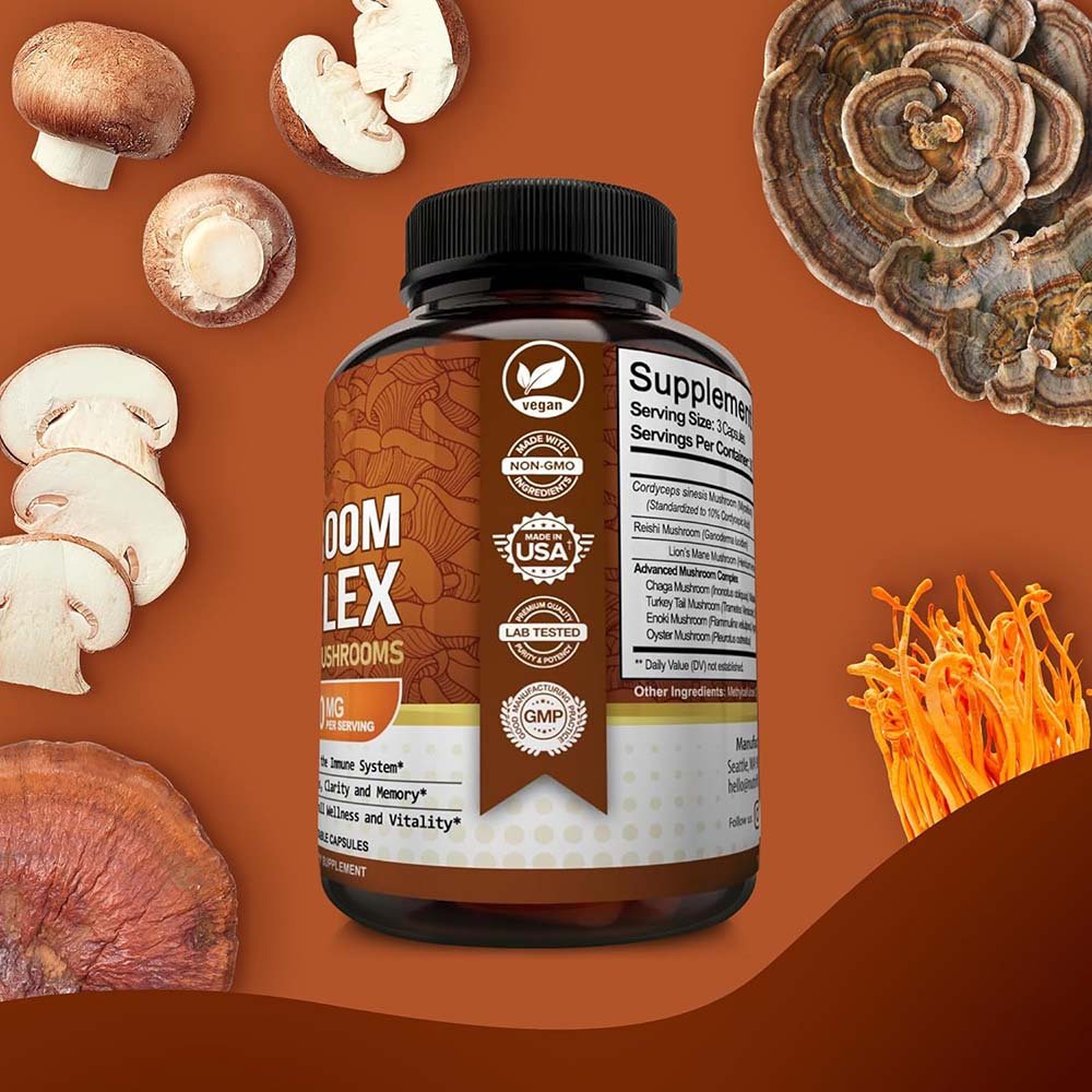 Private Label Immune Booster Memory Nootropic Brain Healthcare Supplement Cordyceps Militaris Extract Reishi Mushroom Capsules