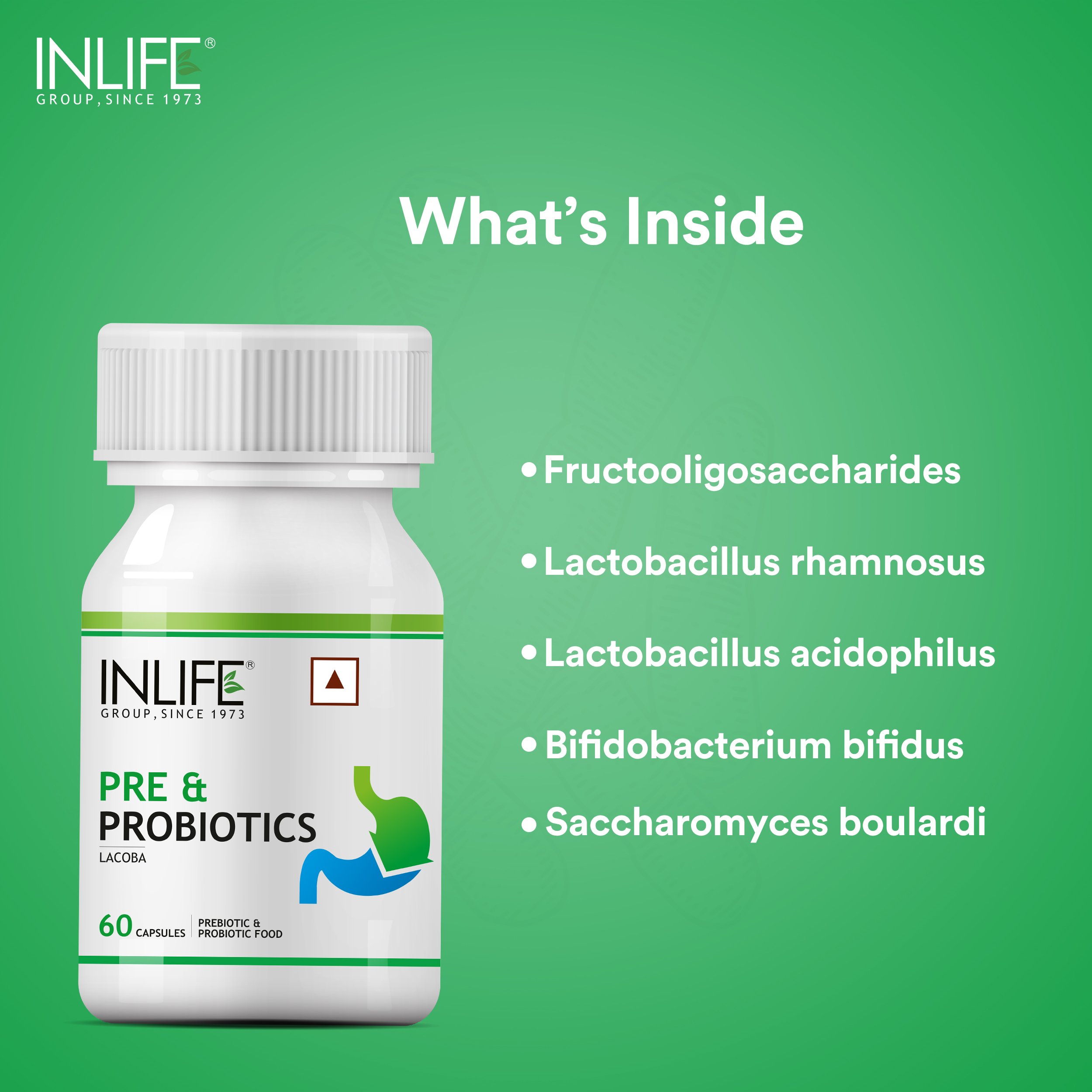 INLIFE Prebiotics and Probiotics Supplement for Men Women - 60 Capsules Healthcare Supplement
