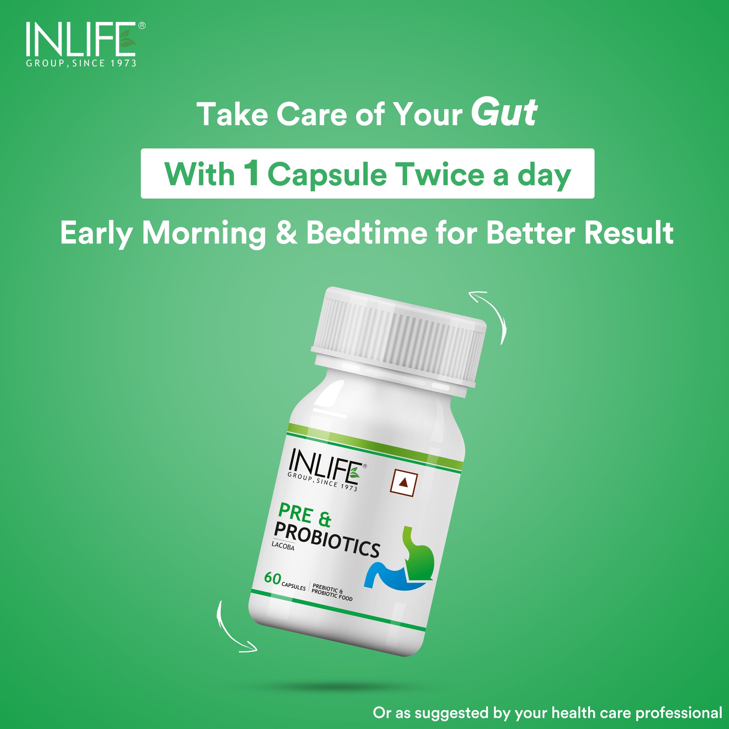 INLIFE Prebiotics and Probiotics Supplement for Men Women - 60 Capsules Healthcare Supplement