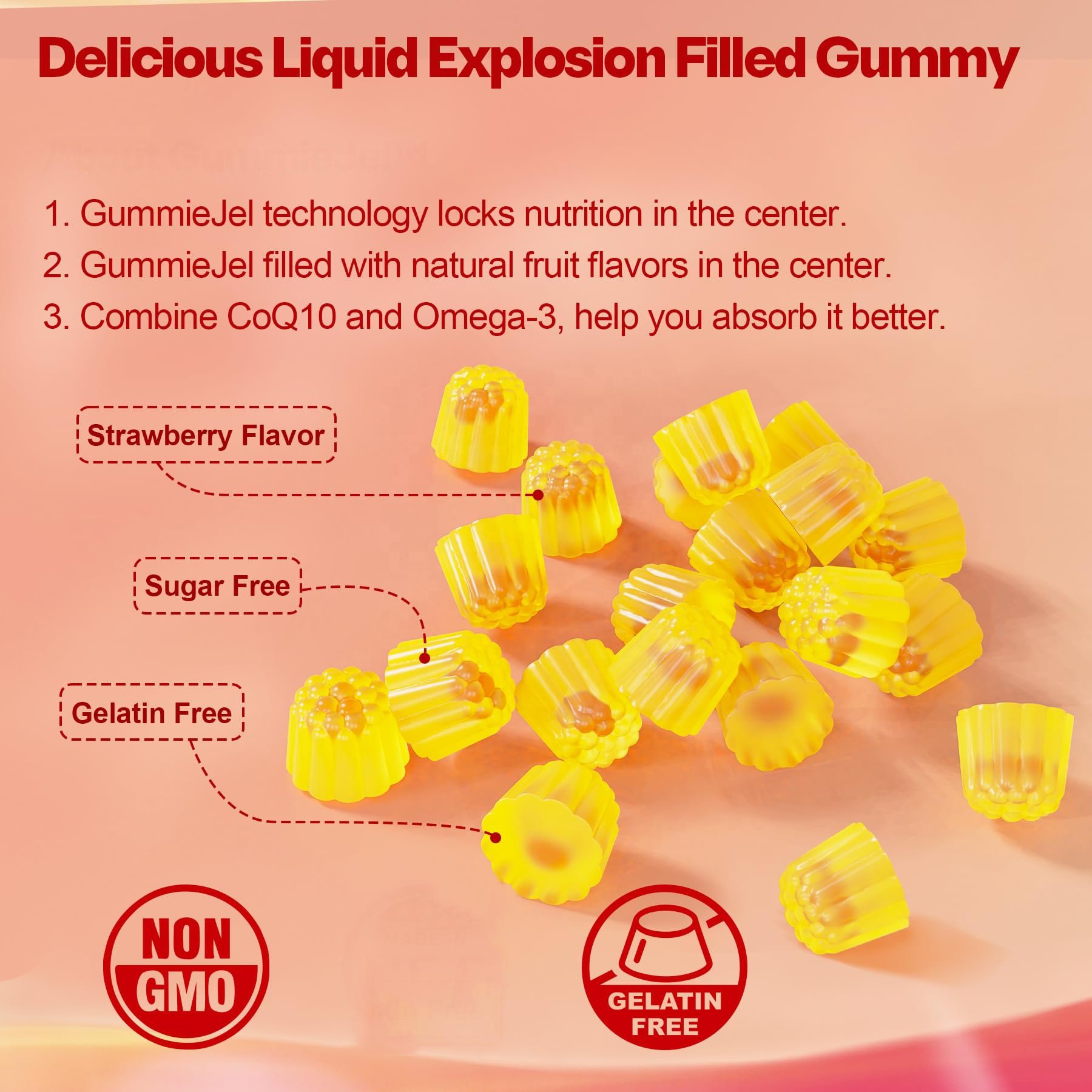 Private Label 200mg CoQ10 Gummies Sugar-Free 5X Better Absorption Enhanced Resveratrol Alpha Lipoic Acid Vitamin E Healthcare