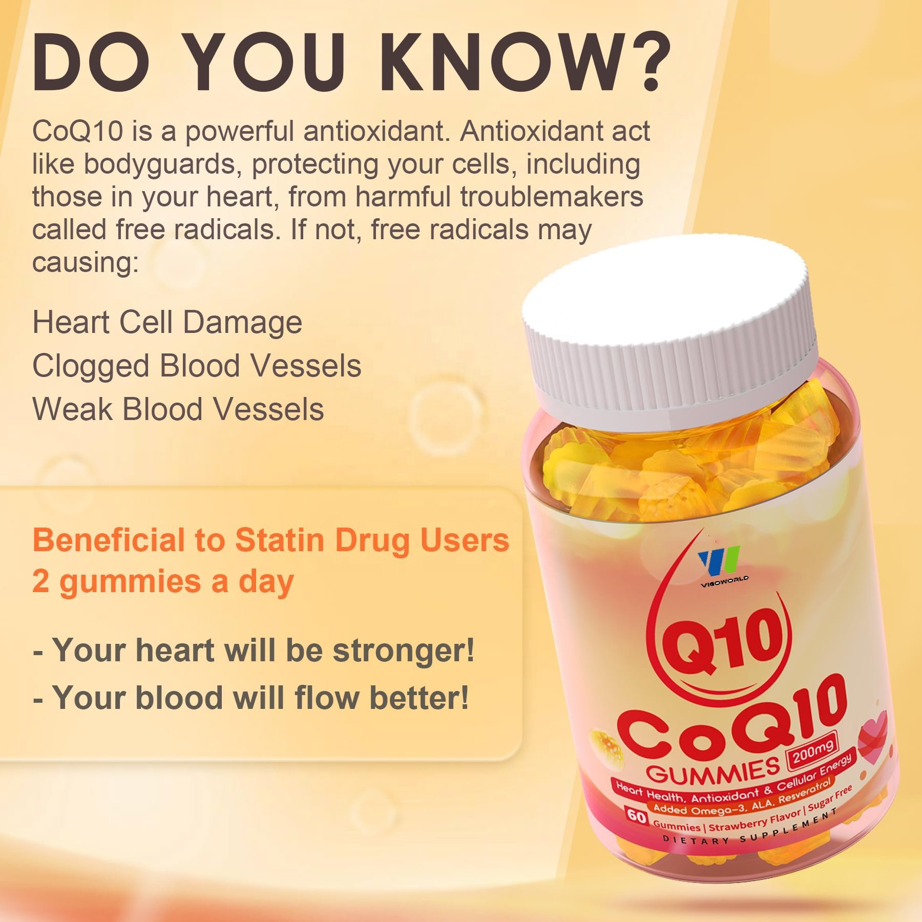 Private Label 200mg CoQ10 Gummies Sugar-Free 5X Better Absorption Enhanced Resveratrol Alpha Lipoic Acid Vitamin E Healthcare