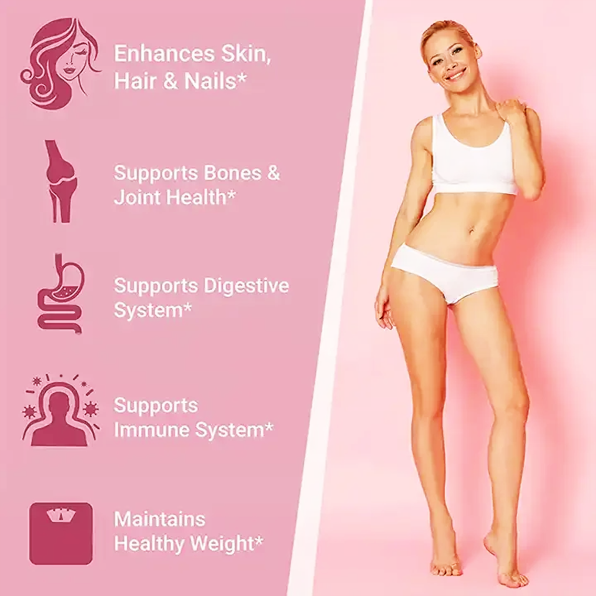 Collagen gummies Strawberry Gummies Whitening skin acne freckle smooth skin hair Private Label healthcare supplements Gummies
