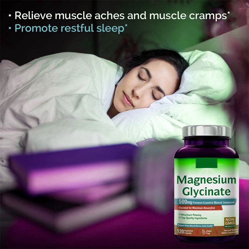 Healthcare Supplement Premium Zinc 500mg Magnesium Glycinate Capsules Supports Bone Joint and Heart Health