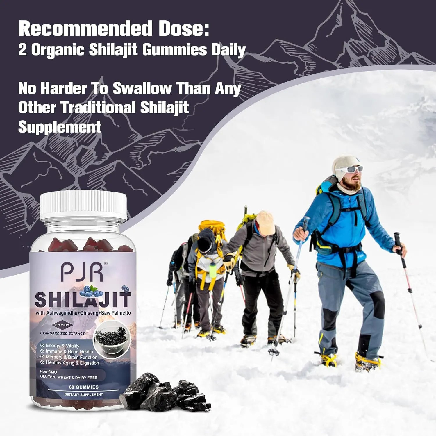 OEM/ODM Healthcare Supplement Sugar Free Immune Boost Shilajit Gummies Natural Energy Support 97%shilajit Gummies