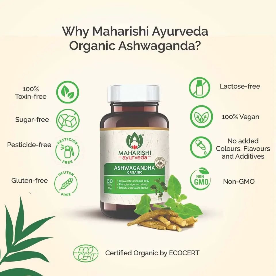 Maharishi Ayurveda Pure Ashwagandha Extracts Wild-Cultivated Immunity Boost Stress Relief General Wellness Healthcare Supplement