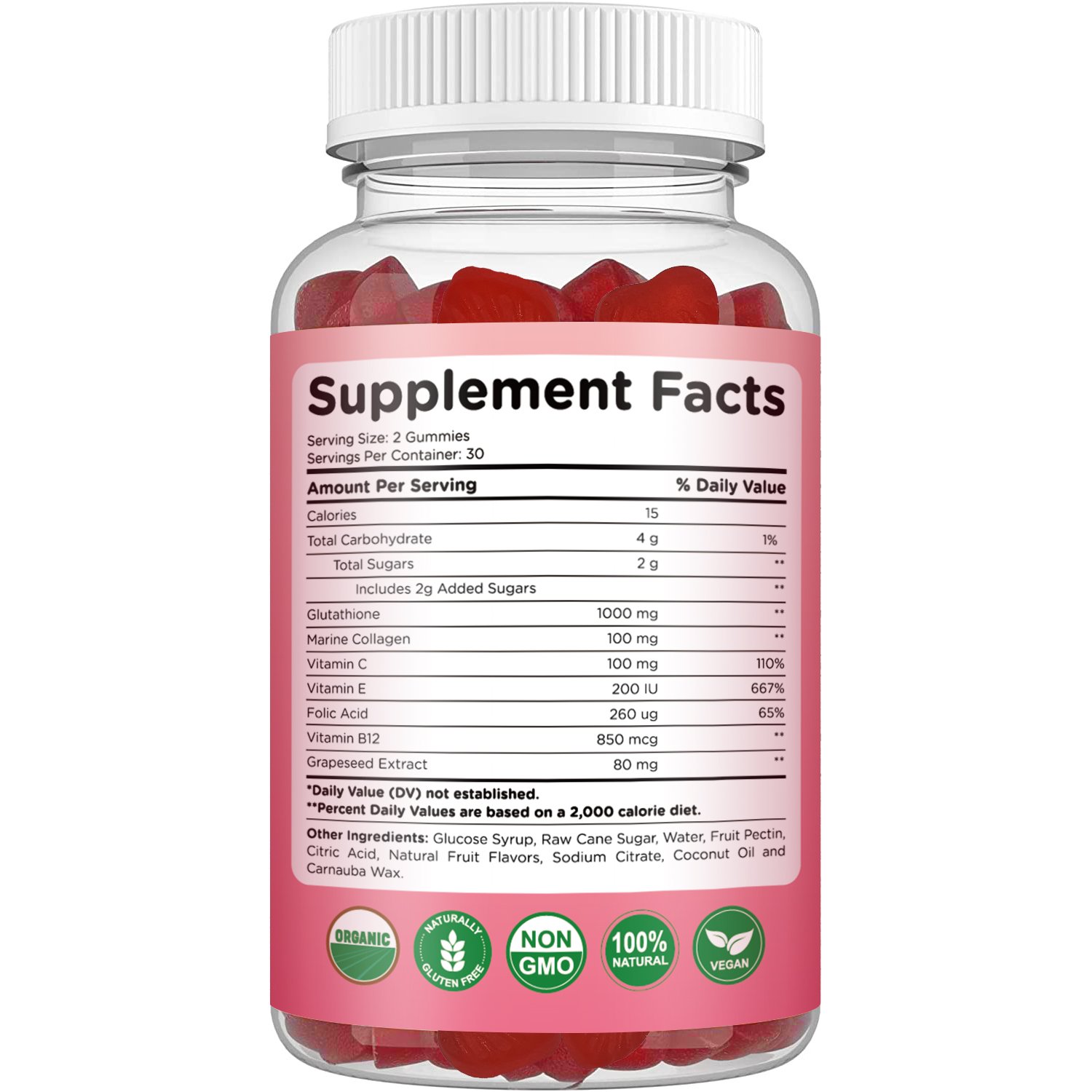 Private Label healthcare supplement Glutathione Brightening Skin Whitening Gummies Collagen L-Glutathione Gummies