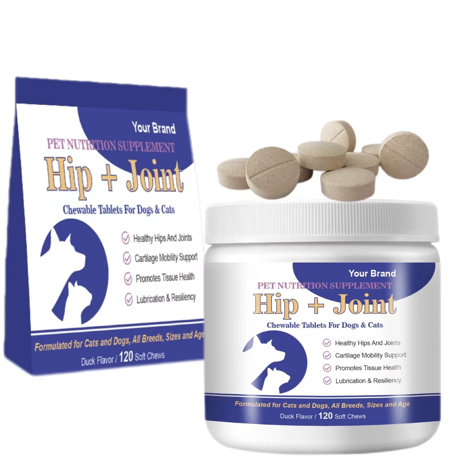 Custom Formula Glucosamine Dog Joint Supplement Chewable Tablets For Cat Dog Joint Pain Relief