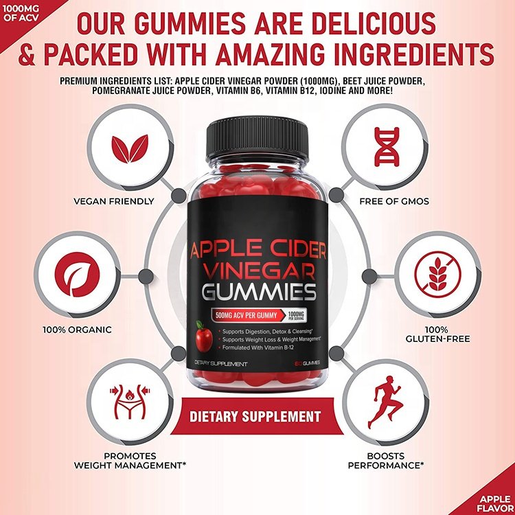 OEM Super Fat Burning Slimming Supplement Supports Digestion Apple Cider Vinegar Gummies