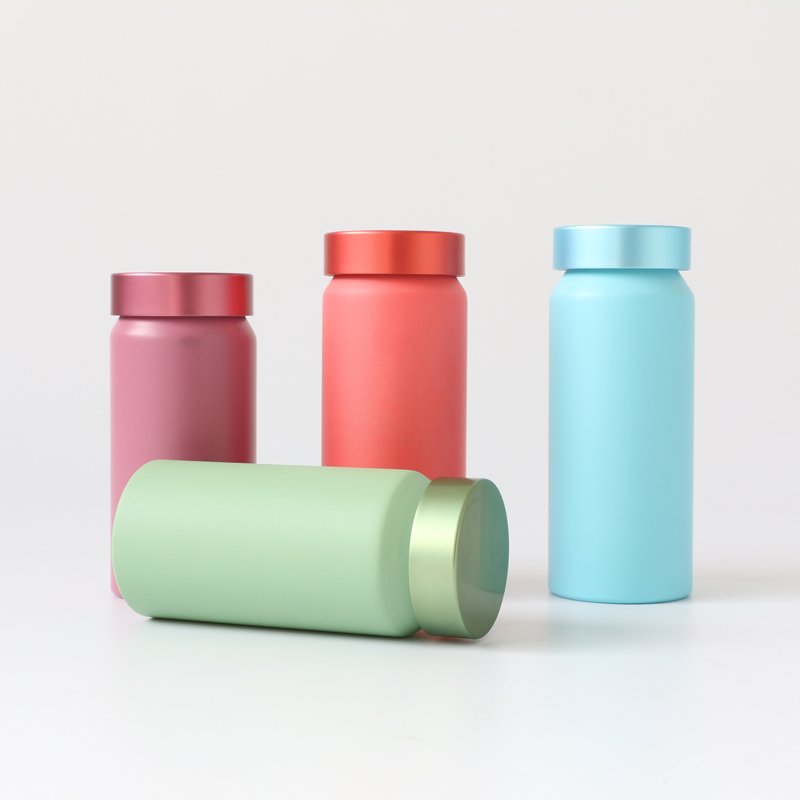 Factory direct customized recyclable aluminum bottle 150cc 200cc for anti-aging healthcare supplement capsules bottle packaging