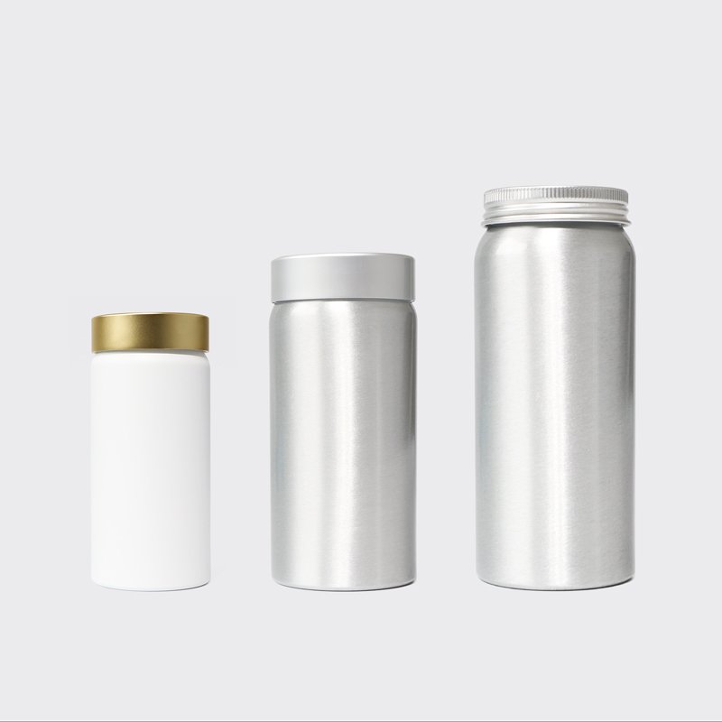 Factory direct customized recyclable aluminum bottle 150cc 200cc for anti-aging healthcare supplement capsules bottle packaging