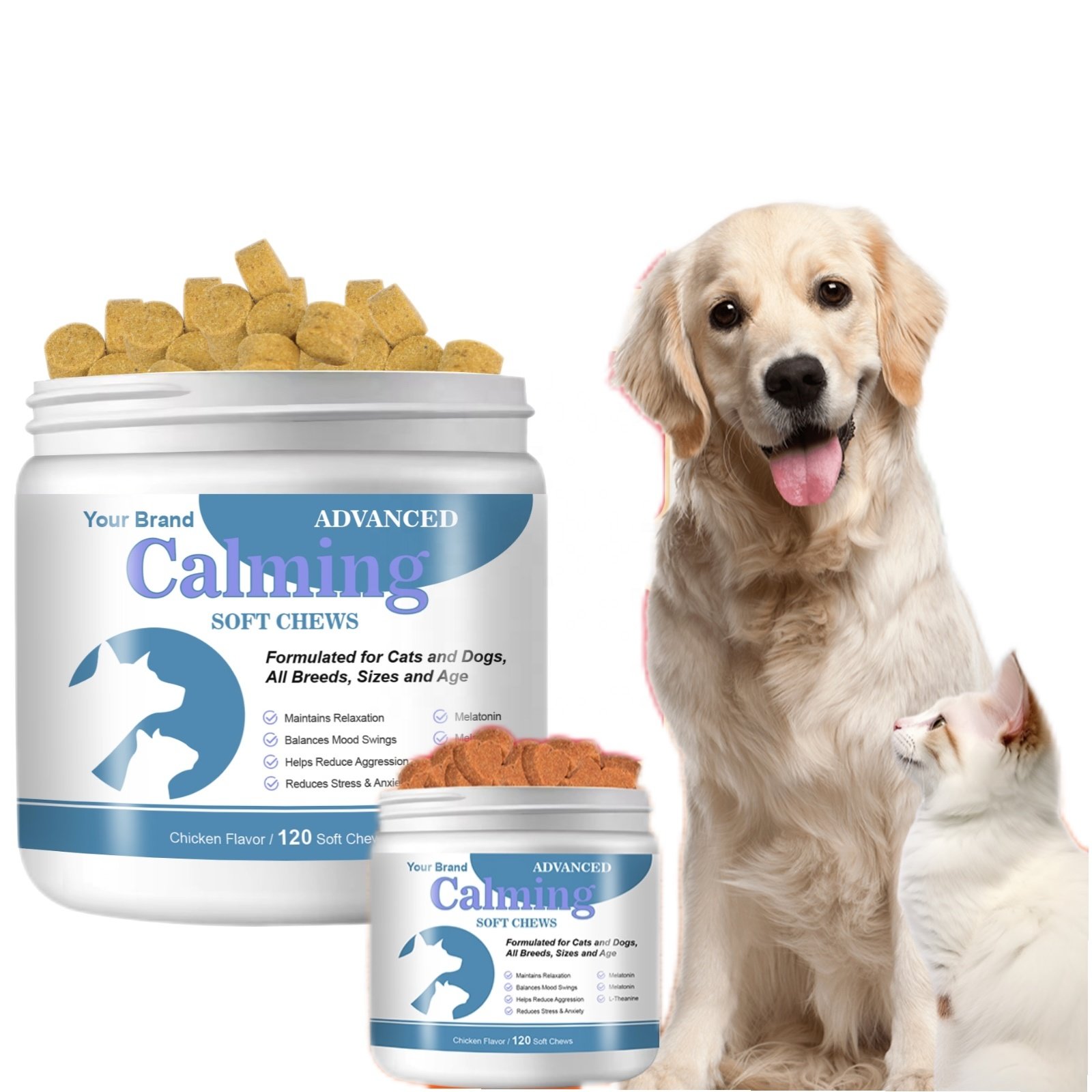 Custom Pet Chews Treats Calming Supplement Calming Snacks Soft Chews For Dogs & Cats