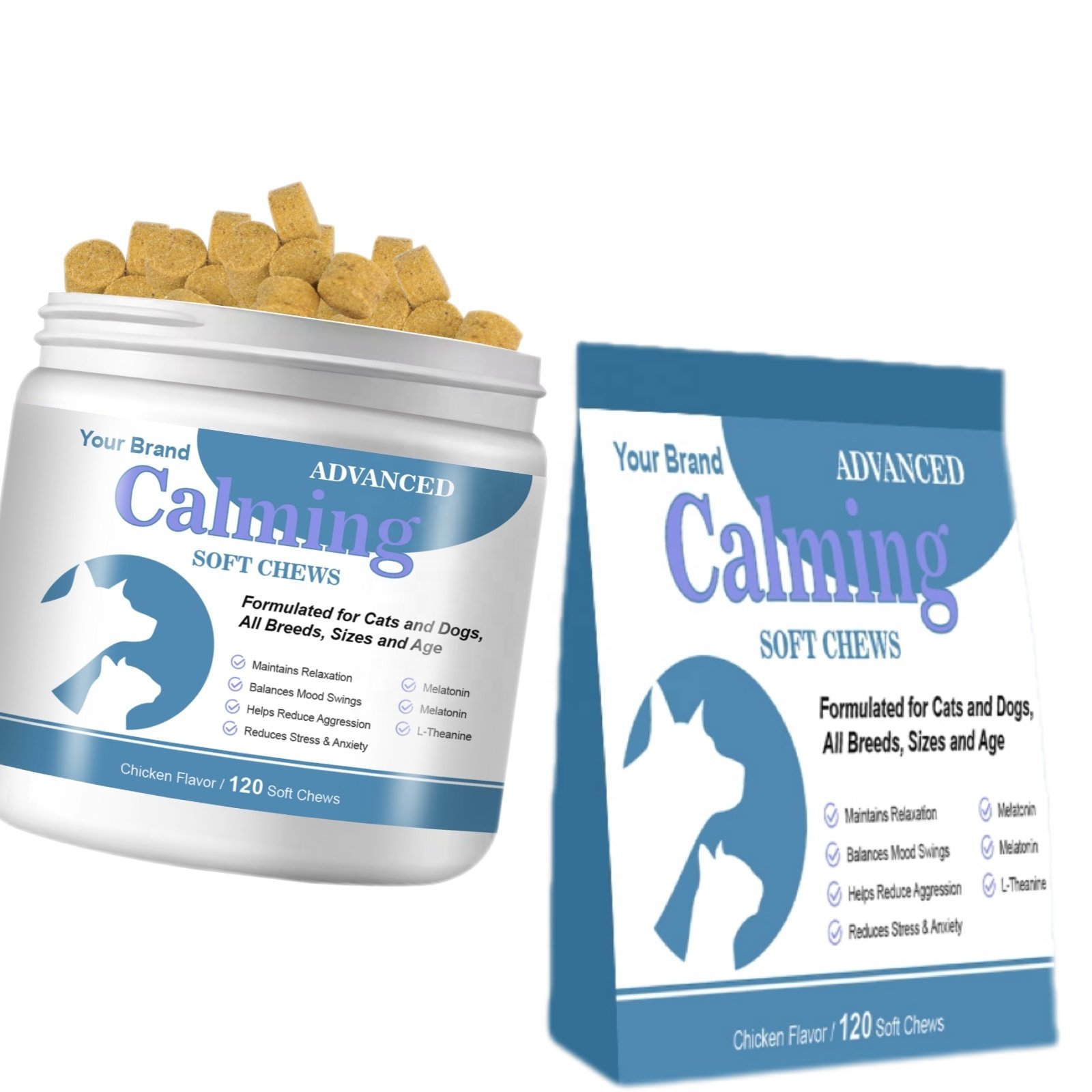 Custom Pet Chews Treats Calming Supplement Calming Snacks Soft Chews For Dogs & Cats