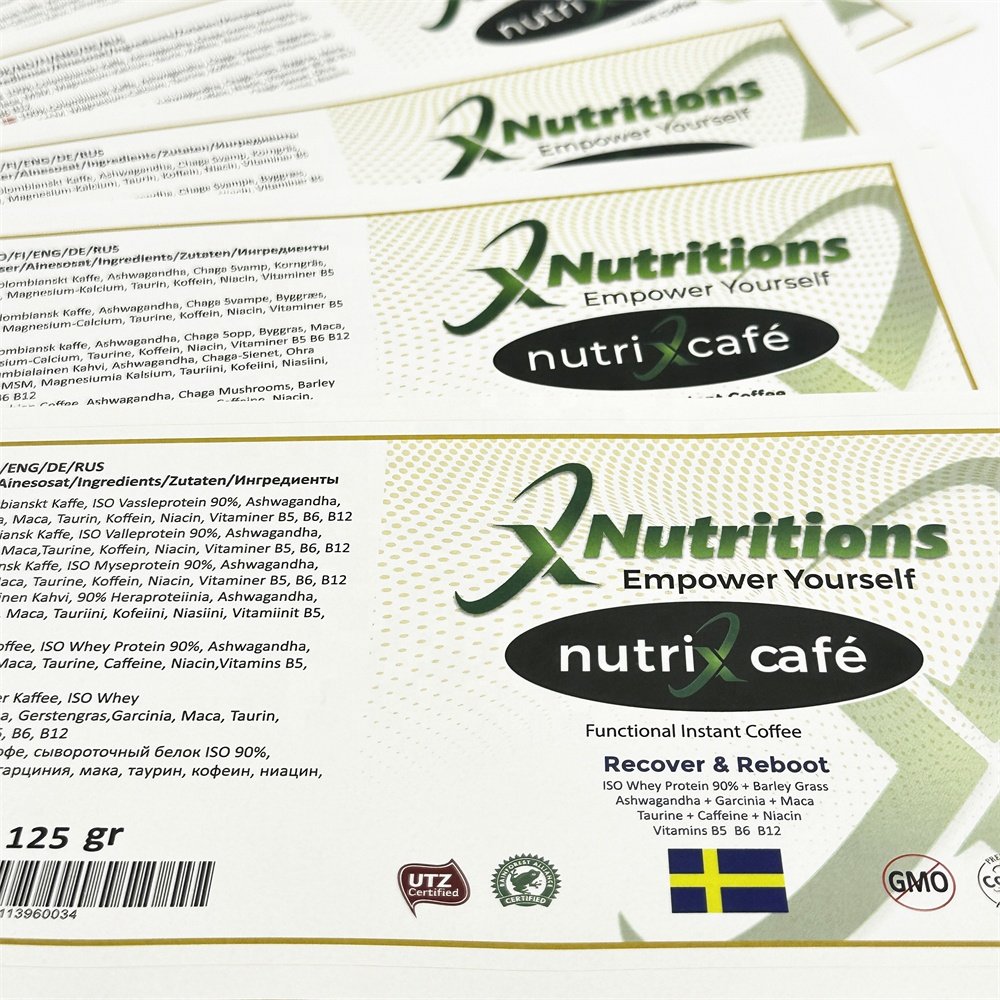 Custom Private Water Resistant Printing Roll Healthcare Supplement Label Sport Nutrition Label Sticker